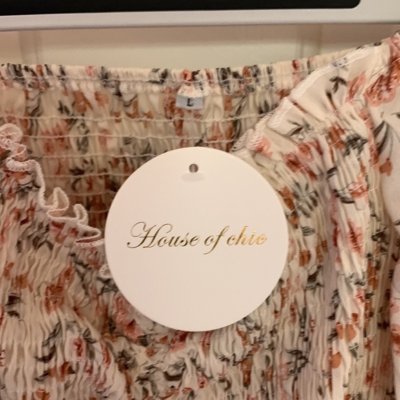 HOUSE OF CHIC Elegant Lady Pink Floral Off Shoulder Long, size Large - Picture 3 of 7